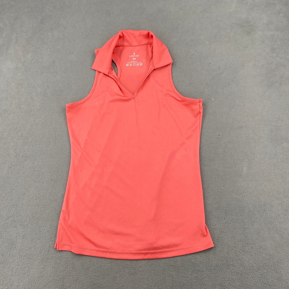 Santiny Womens Sleeveless Golf Polo Shirt Coral Pink Racerback Athletic Top XS